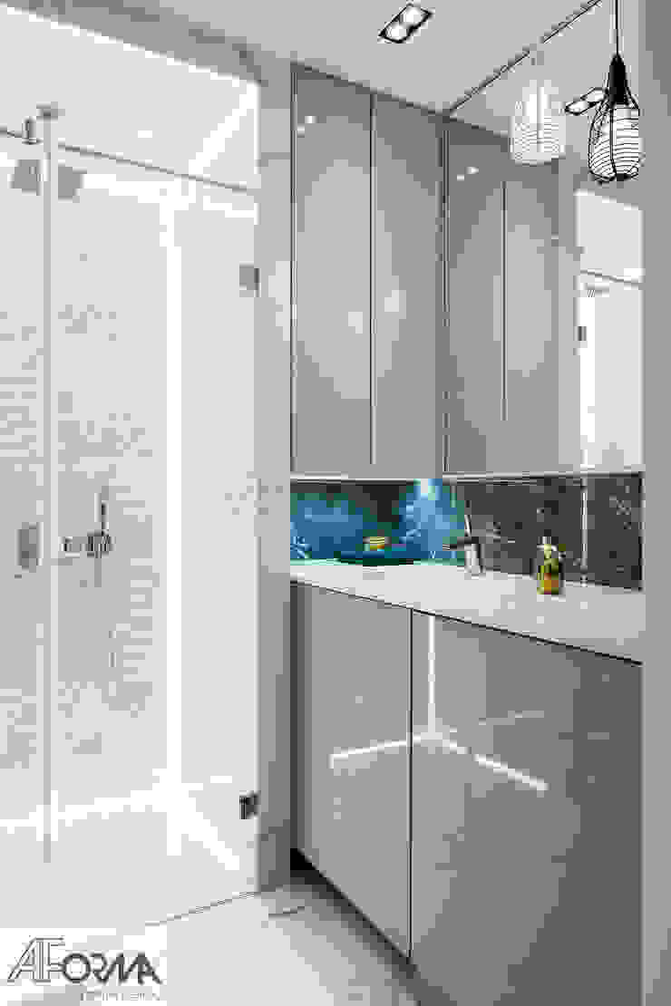 modern apartament in grey AFormA Architektura wnętrz Anna Fodemska Modern Bathroom Stone Grey