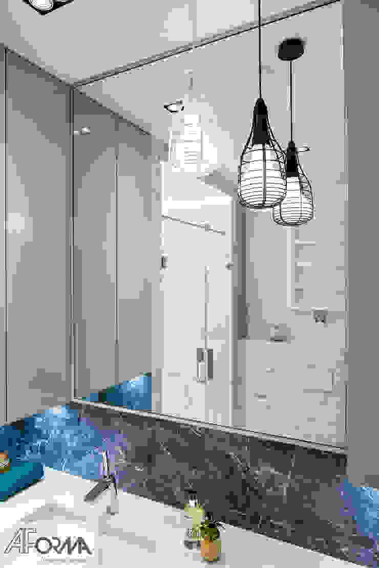modern apartament in grey AFormA Architektura wnętrz Anna Fodemska Modern Bathroom Stone Grey