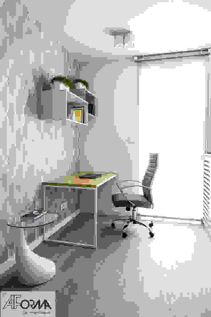 modern apartament in grey AFormA Architektura wnętrz Anna Fodemska Modern Study Room and Home Office Grey