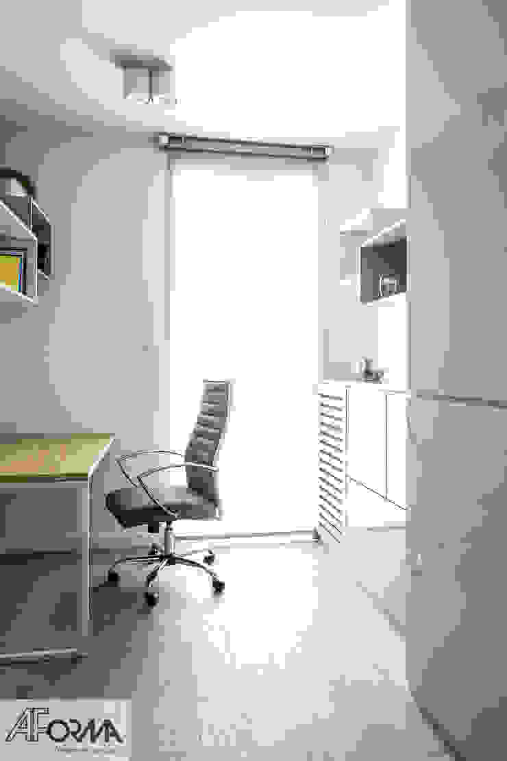 modern apartament in grey AFormA Architektura wnętrz Anna Fodemska Modern Study Room and Home Office Grey