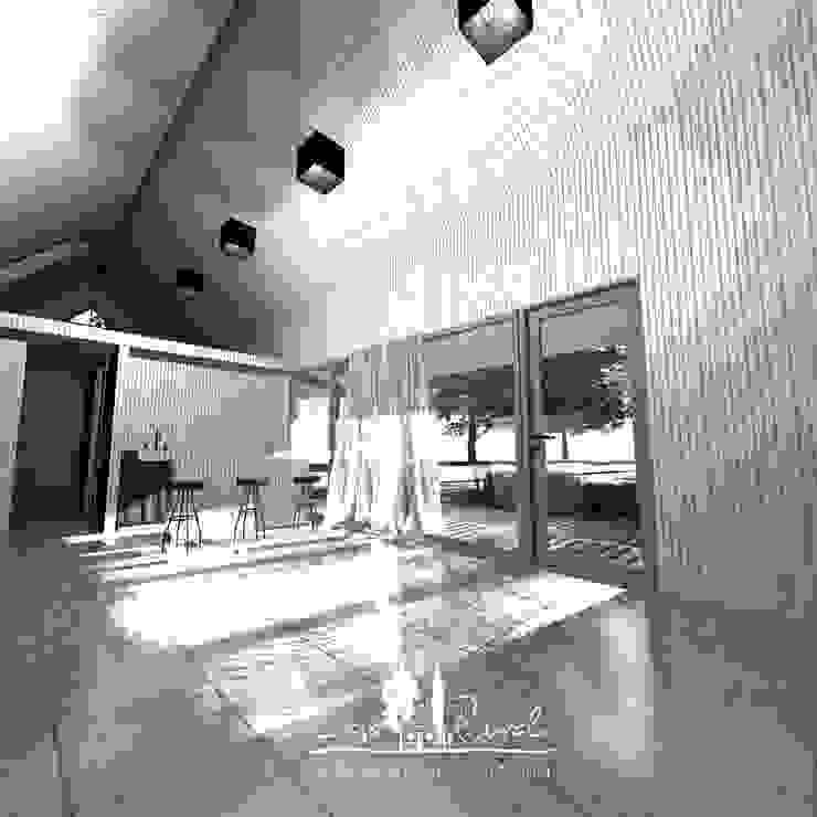 casa rural - Arquitectos en Coyhaique Country style living room