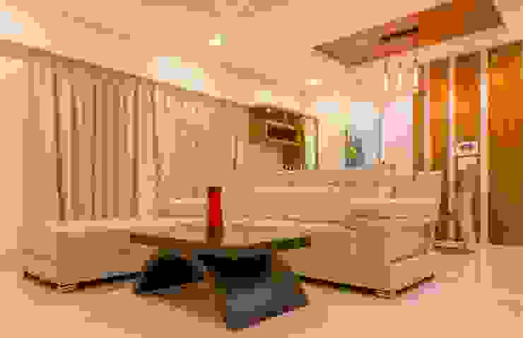 3 bhk complete home interiors in Blue Ridge Township ( Pune) The D'zine Studio Modern living room