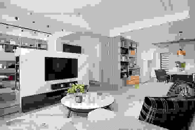 桃園黃宅 鼎士達室內裝修企劃 Modern living room White
