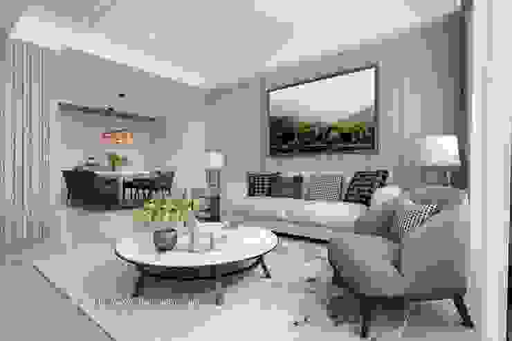 桃園黃宅 鼎士達室內裝修企劃 Modern living room Wood White