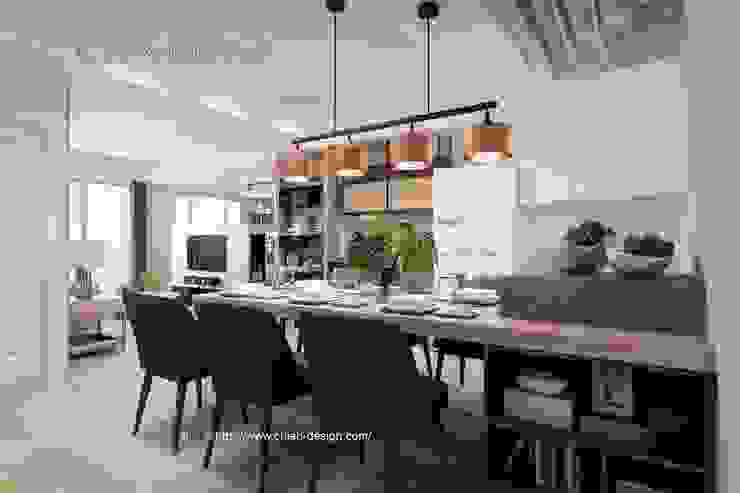 桃園黃宅 鼎士達室內裝修企劃 Modern dining room Solid Wood White