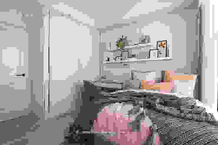 桃園黃宅 鼎士達室內裝修企劃 Modern style bedroom Solid Wood Pink