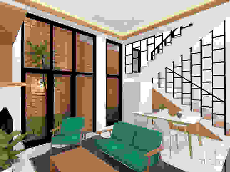 Rumah Kelapa Gading Mrs. Vika's., SEKALA Studio SEKALA Studio Tropical style living room Bricks White