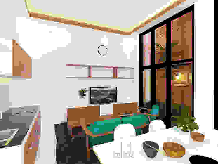 Rumah Kelapa Gading Mrs. Vika's., SEKALA Studio SEKALA Studio Modern living room Bricks White