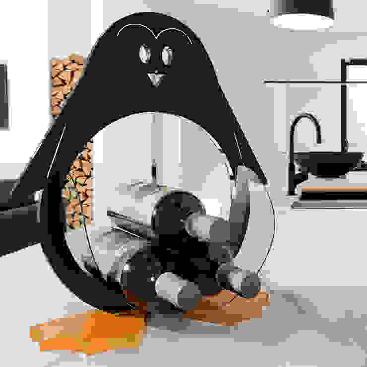PINGI il pinguino portabottiglie WITS Cucina eclettica Nero Portabottiglie,Contenitori & Dispense