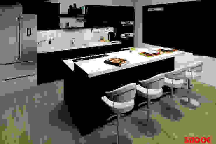 Keuken in donkere uitvoering. 3DDOC Moderne keukens