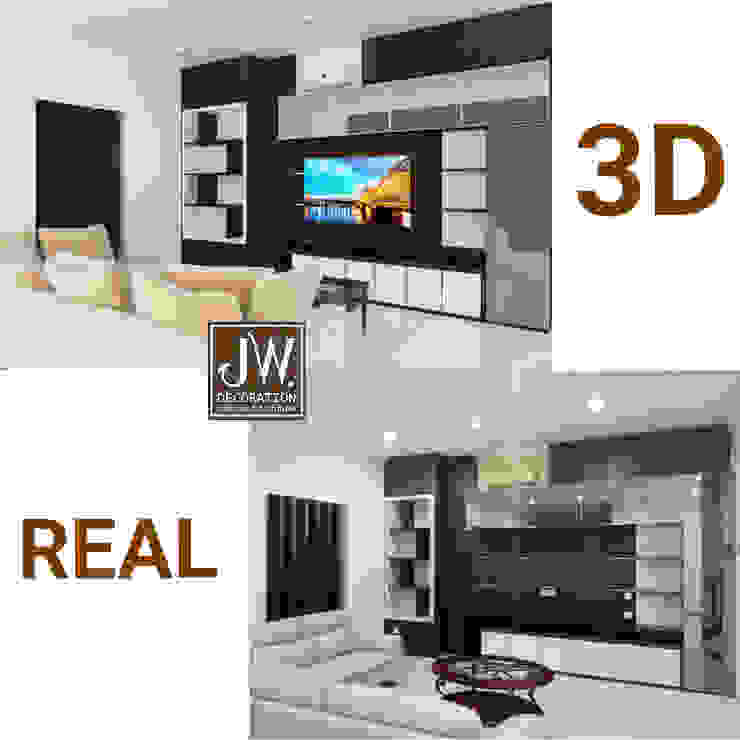 Pak Rezha, Cluster Crystal - Summarecon Gading Serpong JW Decoration Ruang Keluarga Modern Kayu Lapis Wood effect