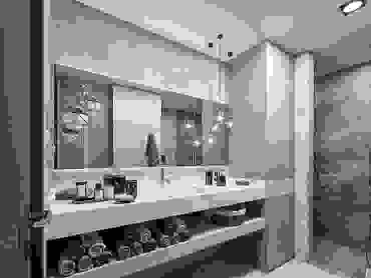 Banyo aksesuarları ANTE MİMARLIK Modern Banyo Kahverengi ayna,aksesuar,lavabo,banyo tezagahı,sarkıt