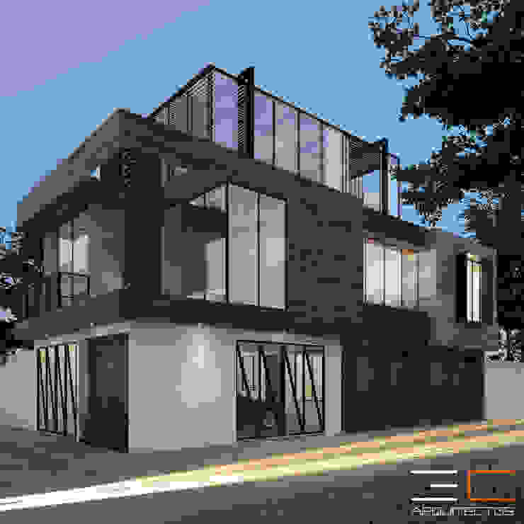 3C Arquitectos S.A. de C.V. منزل عائلي صغير الحديد / الصلب Black