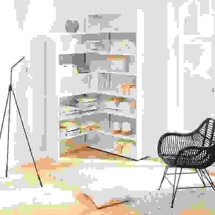 homify Modern Living Room White Shelves