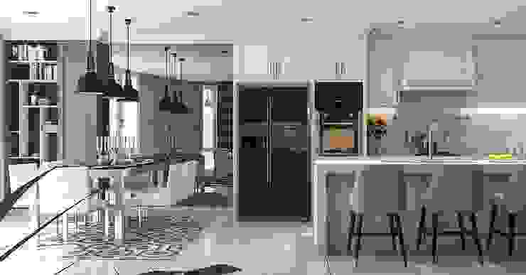 Apartemen City View Mr.H Ruang Makan Gaya Kolonial Oleh Lighthouse Architect Indonesia Kolonial