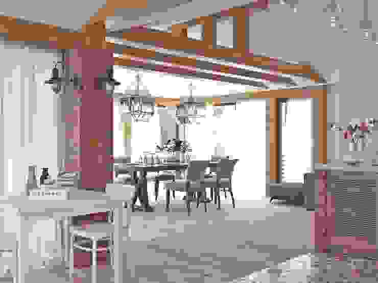 Столовая, вид из зоны барбекю Архитектурная студия 'АВТОР' Столовая комната в эклектичном стиле
