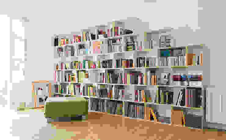 Gran librería modular BrickBox BrickBox - Estanterías Modulares Salones de estilo minimalista Contrachapado Blanco librería,librería modular,estanterías,estantería modular,salón