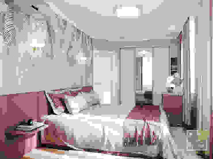 ​Нежная спальня с акцентами Елена Марченко (Киев) Спальня в эклектичном стиле спальня,изголовье,стена,декор
