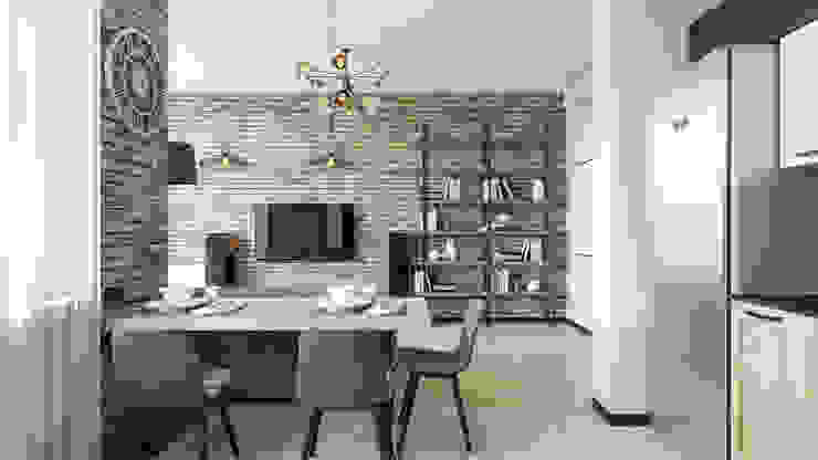 Loft IL Interior Вітальня Цегла Бежевий
