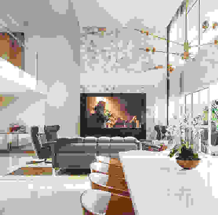 Estar Jantar - Duplex Triple Arquitetura Inteligente Salas de estar minimalistas Mármore Ambar/dourado Propriedade,Plantar,Mobiliário,Tabela,Sofá,Prédio,Madeira,Design de interiores,Cadeira,Conforto