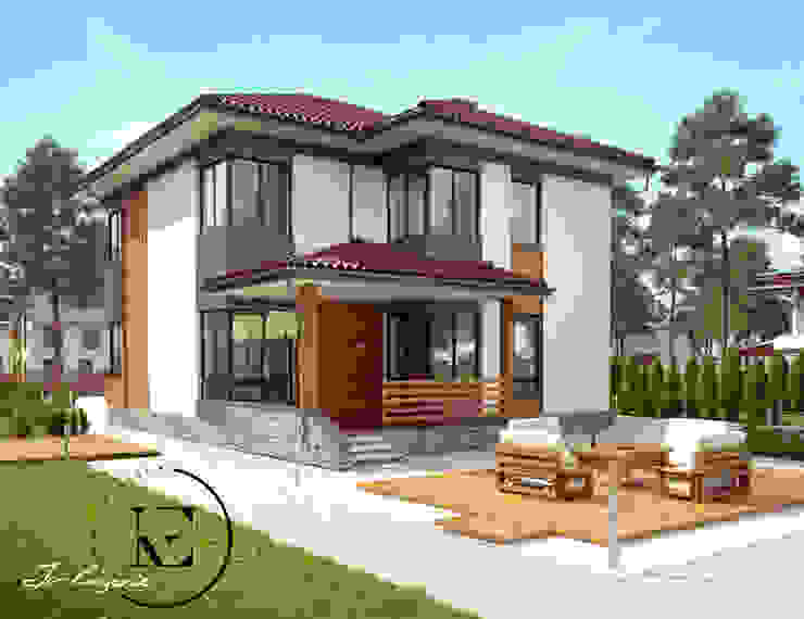 Фасад дома. IvE-Interior Дома с террасами Многоцветный дом с террасой,площадка для отдыха