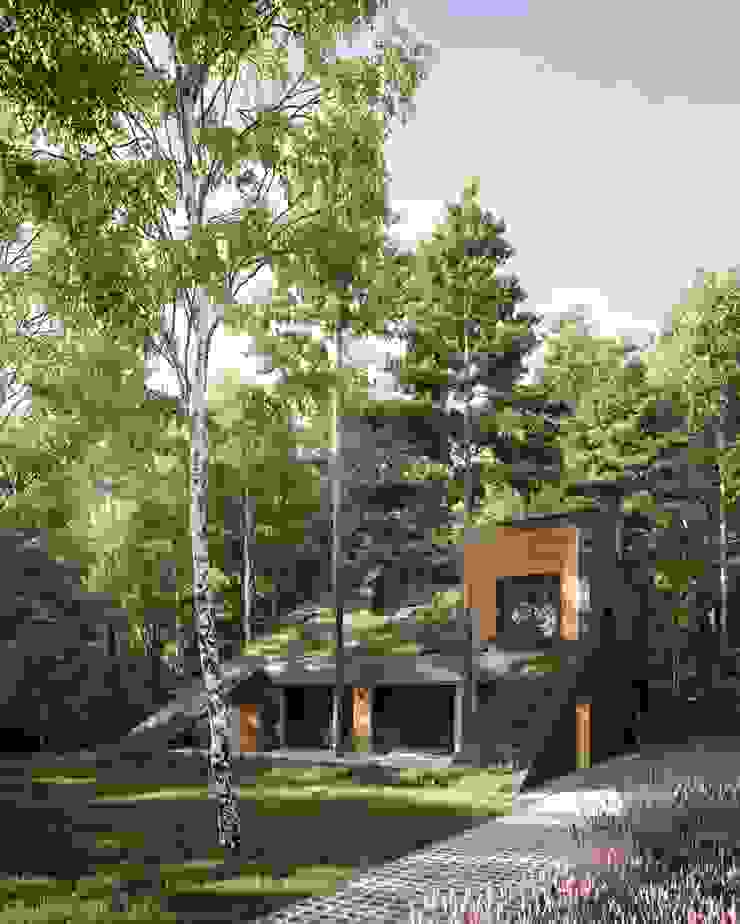 ГоркаДом // HillHouse Snegiri Architects Загородные дома Черный эко,зеленая кровля,коттедж,загородный дом
