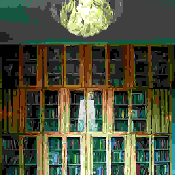 estanteria de libros en madera esotica, plafon de vetro ZOFFANO Salones de estilo moderno
