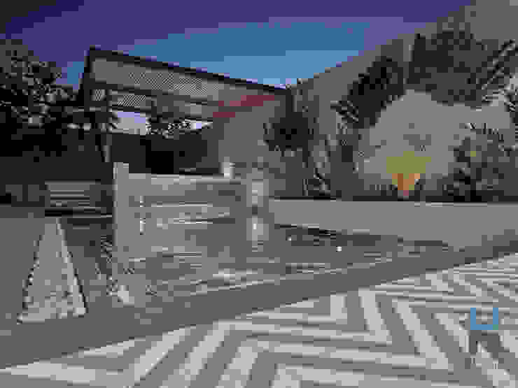 Proyecto de alberca con tinas de hidromasaje por arquitectos en Mérida