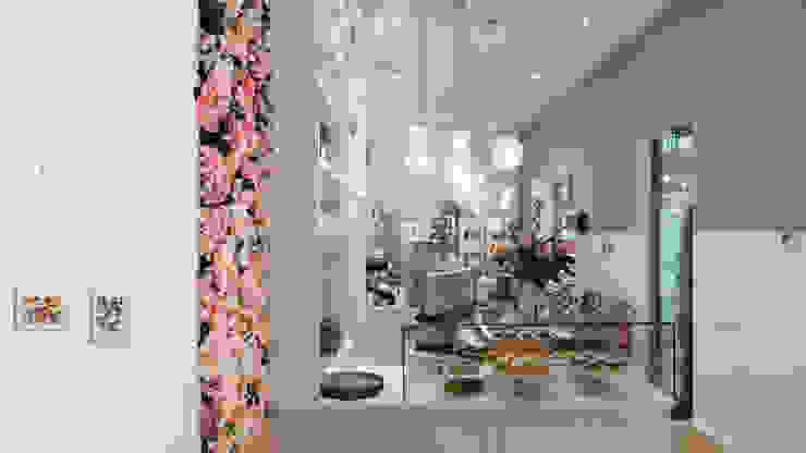 custom made flower wall in pink and nude tones: Gastronomie von Ivy's Design - Interior Designer aus Berlin