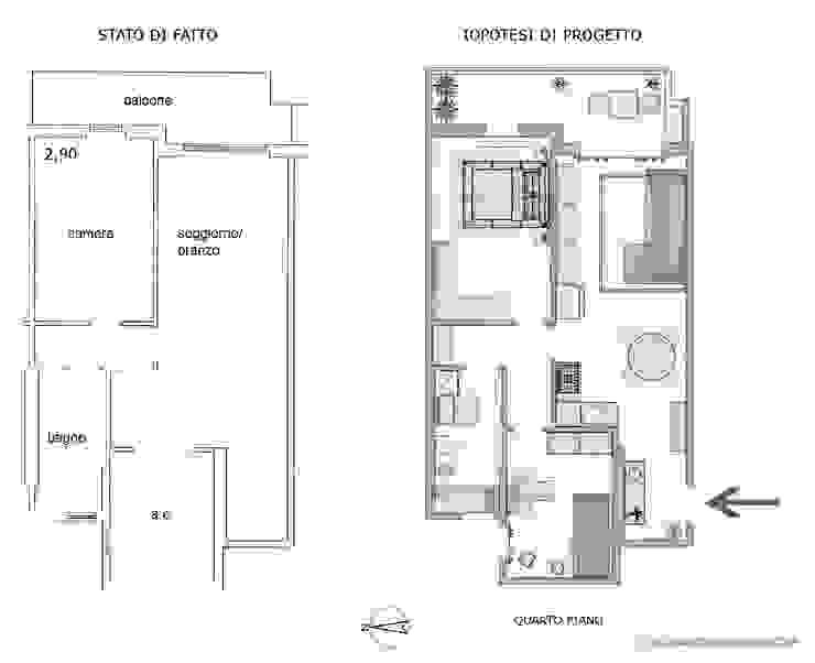 Ipotesi di progetto da bilocale e trilocale per Appartamento in Vendita, Planimetrie Realistiche Planimetrie Realistiche Casa piccola