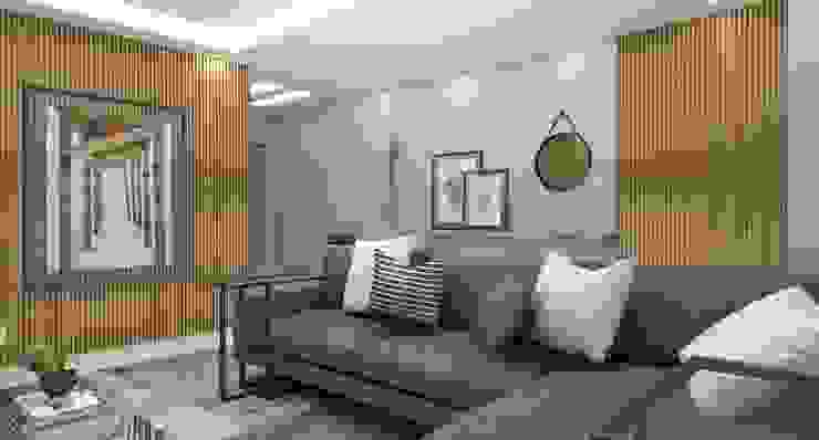 Sofá e Hall de Entrada Arquiteto Virtual - Projetos On lIne Salas de estar modernas Madeira Cinzento