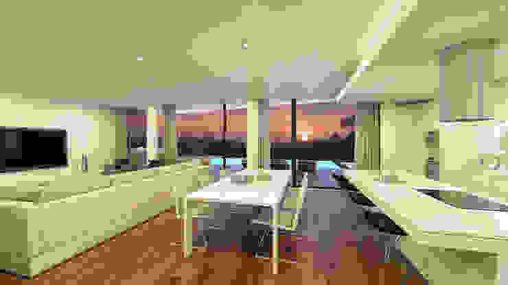 Traçado Regulador. Lda Modern dining room Wood White