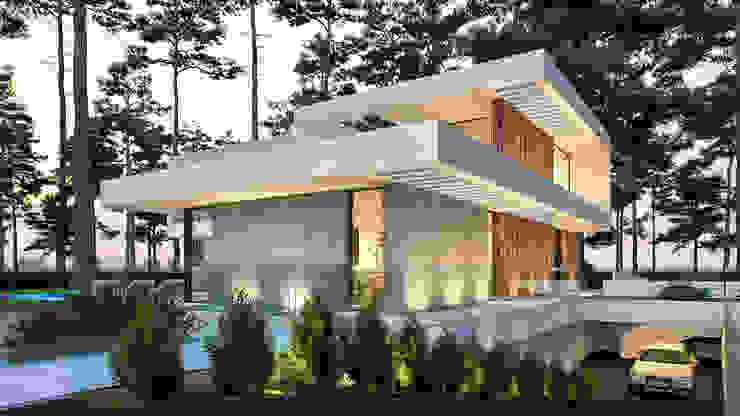 Traçado Regulador. Lda Villas Concrete Wood effect