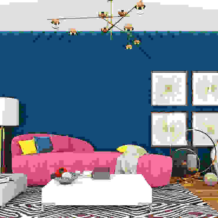 LIVING ROOM DECORE KARU AN ARTIST Modern living room Purple/Violet Decoration,Furniture,Green,Purple,Comfort,Interior design,Lighting,Orange,Yellow,Rectangle