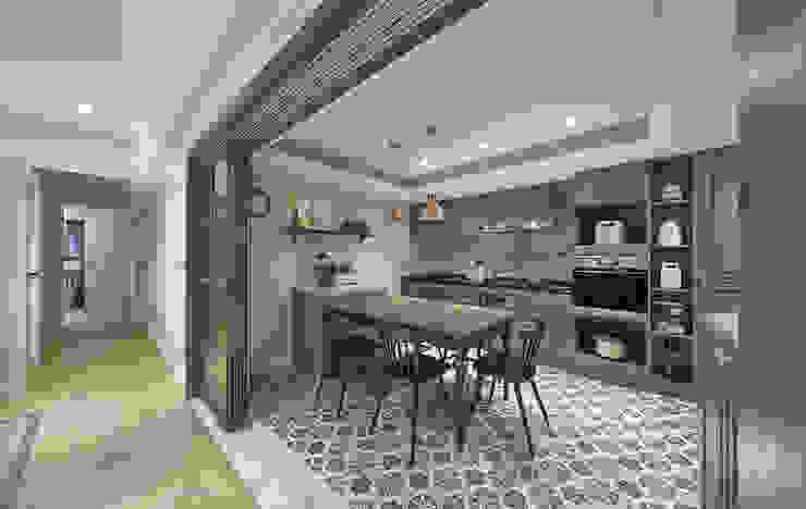 餐廳 禾廊室內設計 餐廳 花磚,鐵件拉門