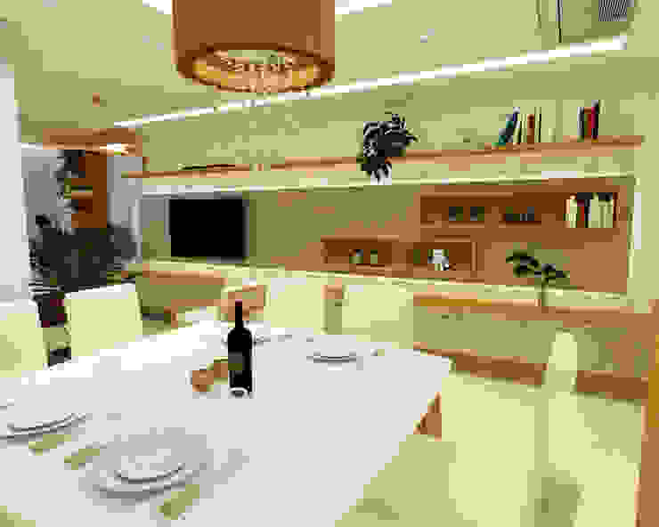 Sala de Jantar e Estar Dédalo Bio Arquitetura e Construção Salas de jantar asiáticas Bege
