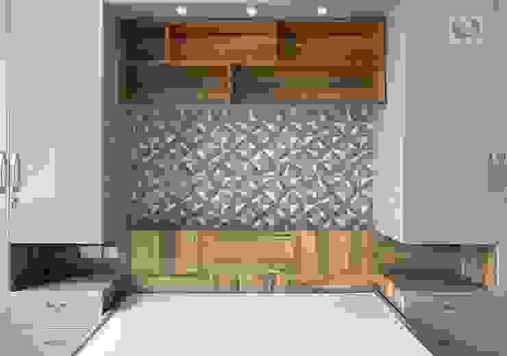 Bed & Headboard with Wall Paper in the back drop U and I Designs BedroomBeds & headboards