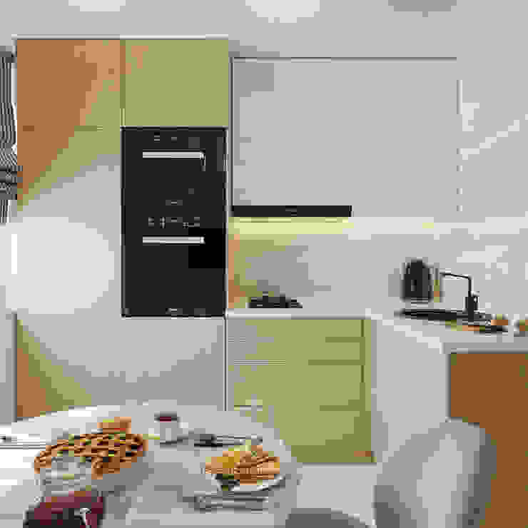 Эргономика и лаконичность: дизайн 3-комнатной квартиры в современном стиле, Архитектурное бюро «Парижские интерьеры» Архитектурное бюро «Парижские интерьеры» Кухни в эклектичном стиле