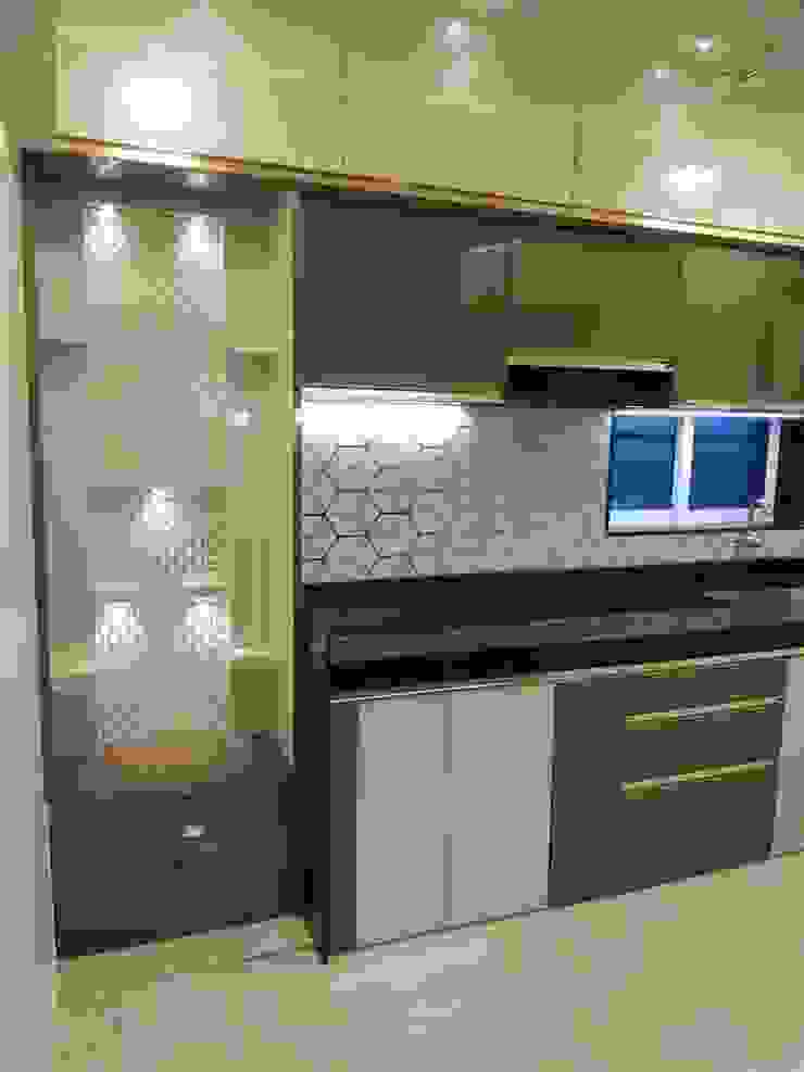 Kitchen storage with pooja space VR Interior Designerss Kitchen units Plywood Multicolored