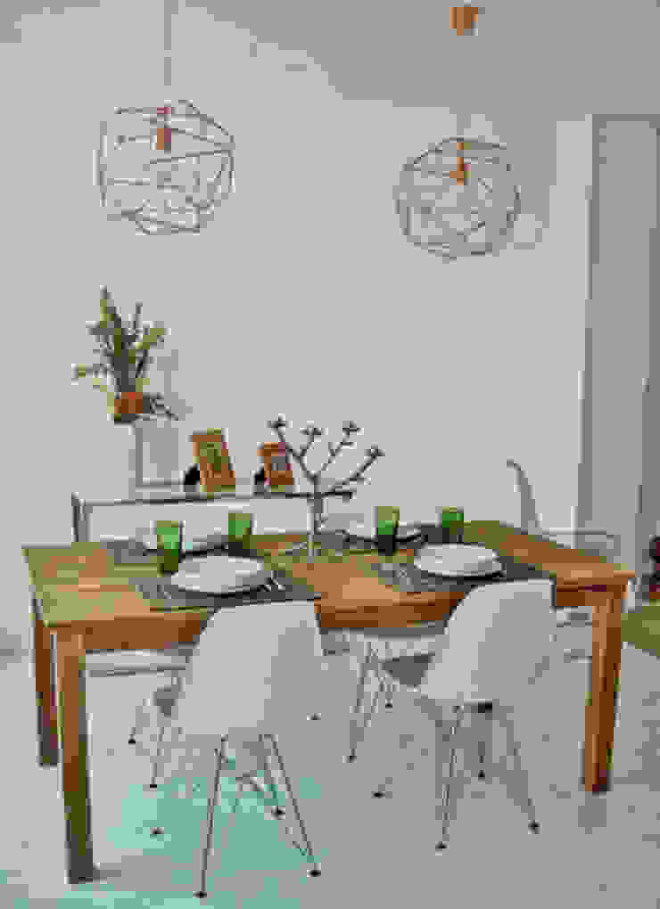 Comedor Ana Salomé Branco Comedores de estilo ecléctico Metal Blanco Iluminación