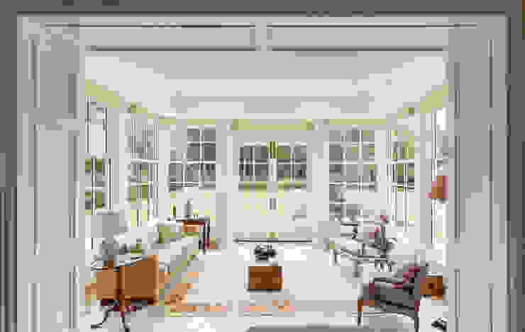 Bespoke orangery internal view with open views to the garden Vale Garden Houses Konservatori Klasik Kayu White