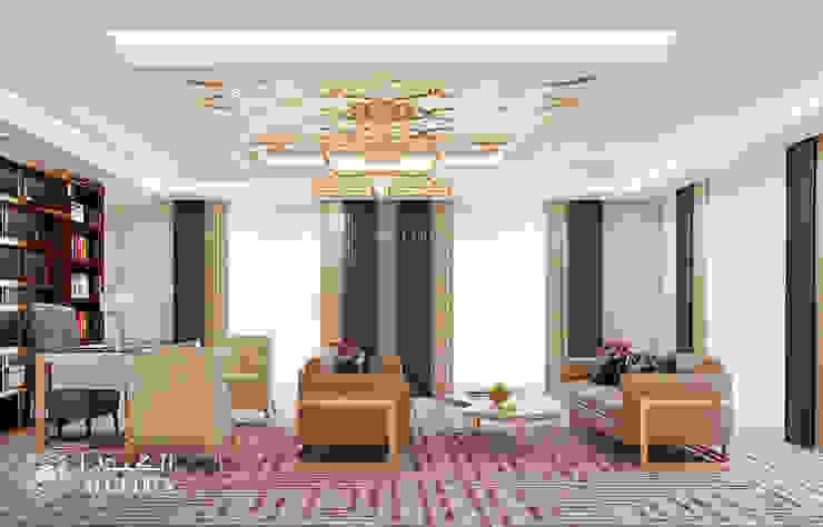 Luxury office in modern villa contemporary style Algedra Interior Design 書房/辦公室