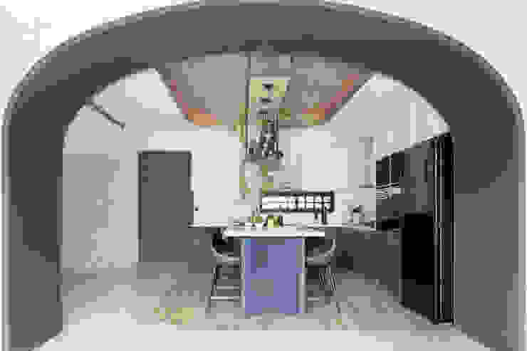漢玥室內設計 Sala da pranzo in stile scandinavo Bianco