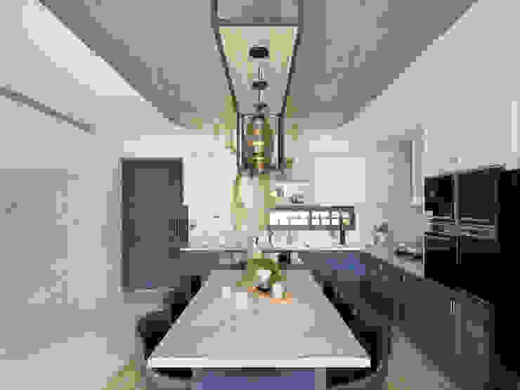 漢玥室內設計 Sala da pranzo in stile scandinavo Blu