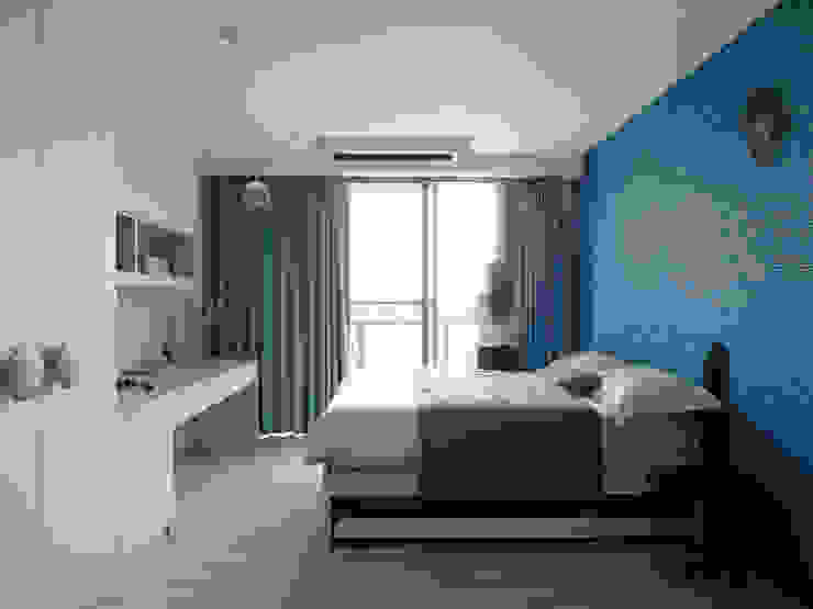 漢玥室內設計 Camera da lettoLetti e testate Blu