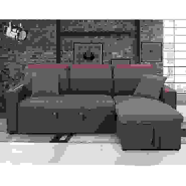 Divano Letto Con Penisola 223 Cm Grigio O Marrone In Microfibra Homify