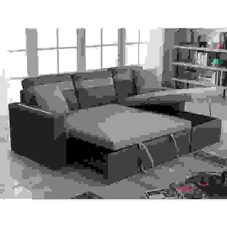 Divano Letto Con Penisola 223 Cm Grigio O Marrone In Microfibra Homify