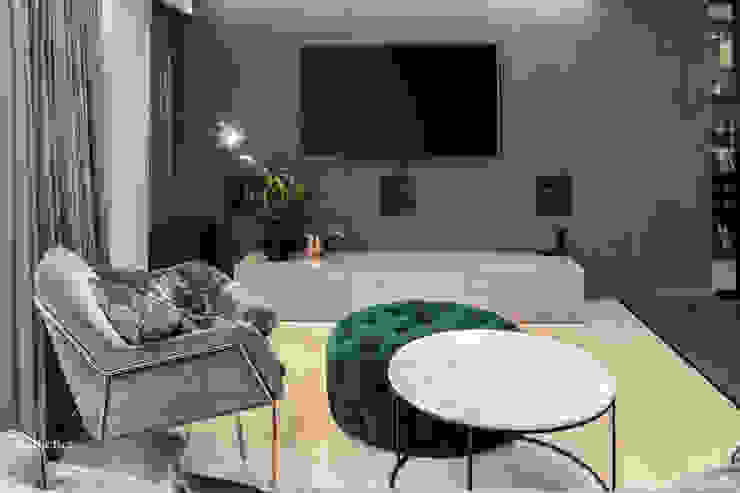 Realizacja projektu w Londynie Ambience. Interior Design Nowoczesny salon
