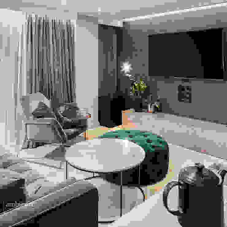 Realizacja projektu w Londynie Ambience. Interior Design Nowoczesny salon