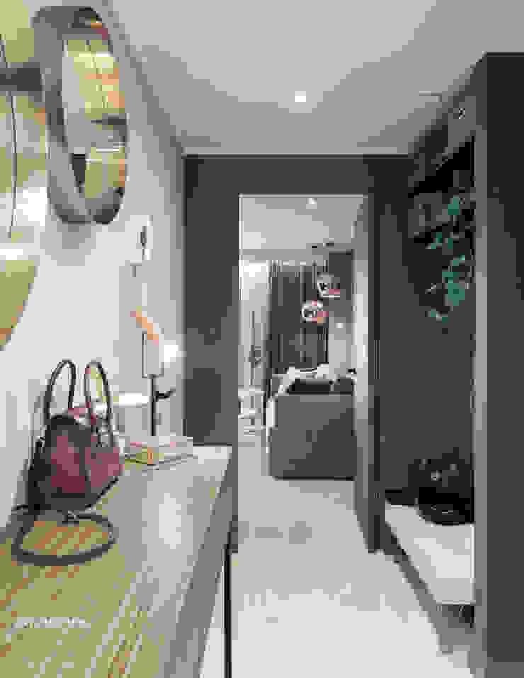 Realizacja projektu w Londynie Ambience. Interior Design Nowoczesny korytarz, przedpokój i schody